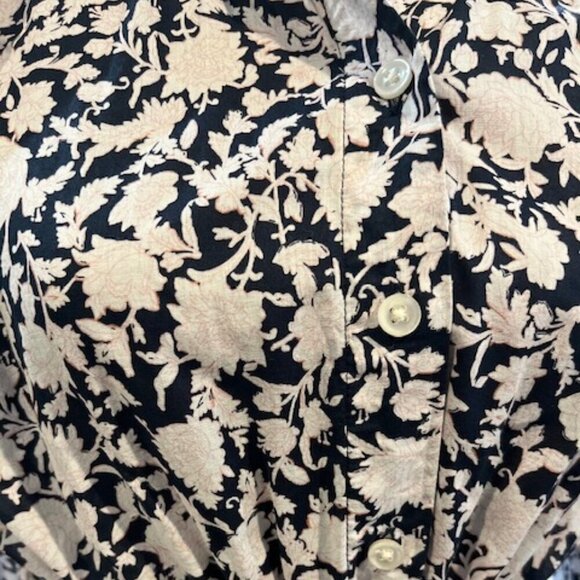 J. Crew Long Sleeve Floral Button-Down Midi Dress with Elastic Tie Waist in Blue - Picture 4 of 8